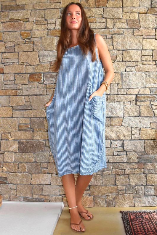 Marina Chalk Stripe Tunic Denim